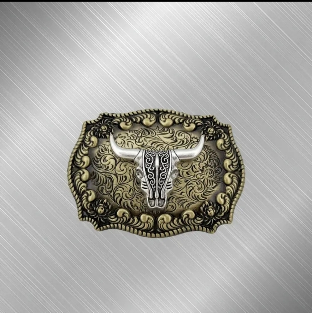 Western Bull Head Belt Buckle Cowboy Rodeo Vintage Style
